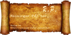 Reininger Péter névjegykártya